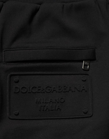 Black Cotton Drawstring Logo Sweatpants Pants
