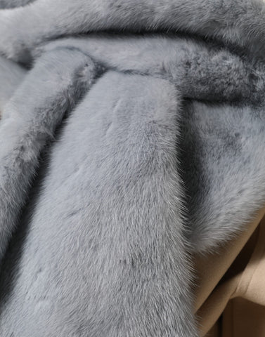 Powder Blue Mink Fur Neck Warmer Scarf
