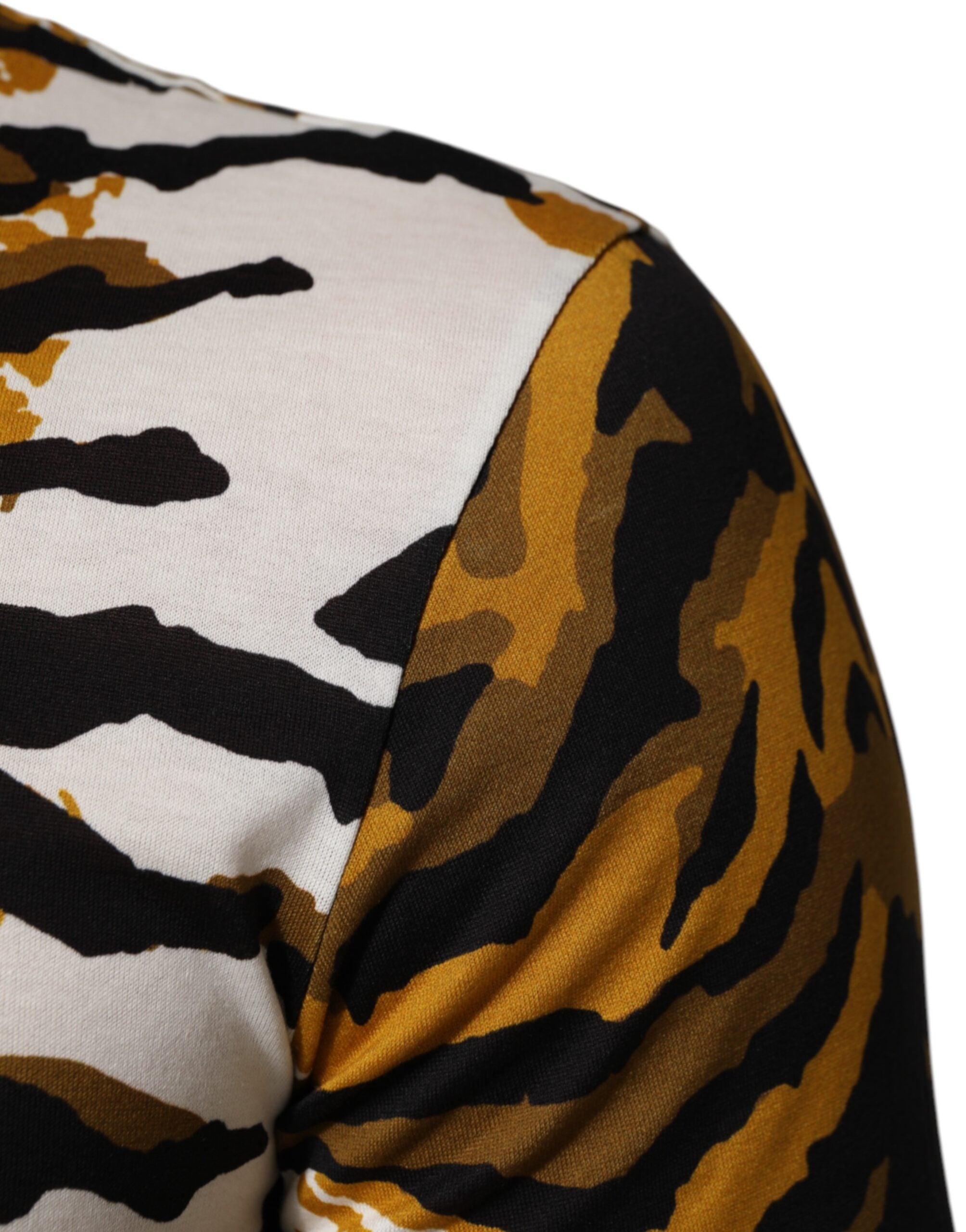 Multicolor Leopard Palm Leaf Men Crew Neck T-shirt