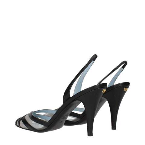 Black Leather High Heel Pumps