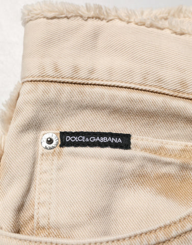 Beige Cotton Straight Denim Trouser Jeans