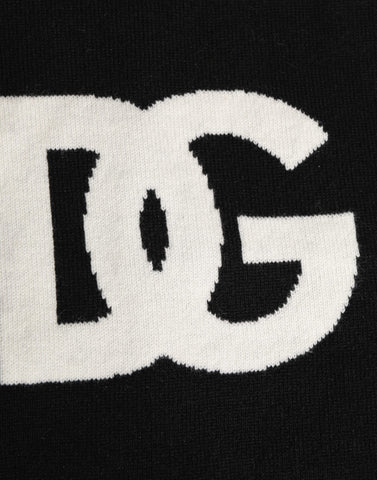 Black D&amp;G Logo Cashmere Knitted Men One Size Scarf