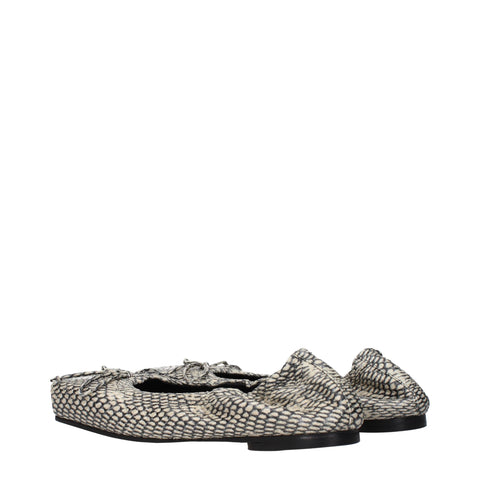 Beige Leather Ballet Flats