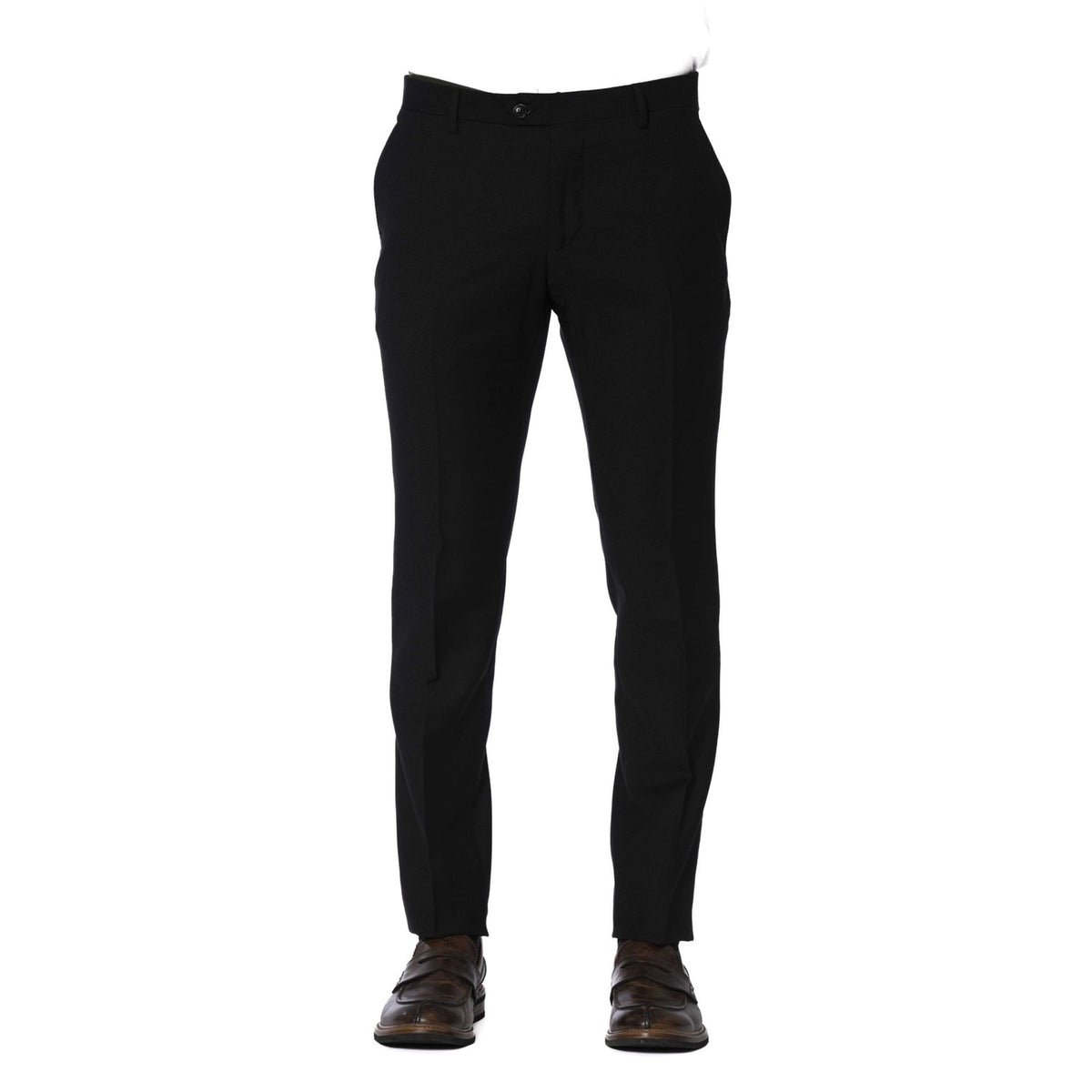 Black Trussardi handbag by Jag Couture London featuring sleek design and gold-tone hardware.