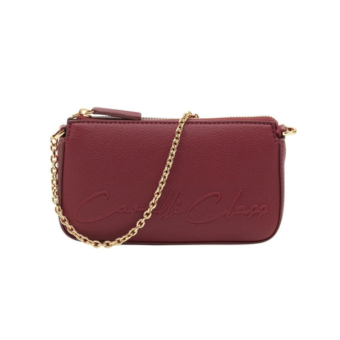 Cavalli Class X073 Burgundy handbag by Jag Couture London-New York, featuring smooth leather and gold-tone hardware.