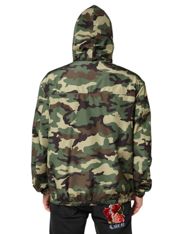 Green Camouflage Hooded Sweatshirt Jacket
