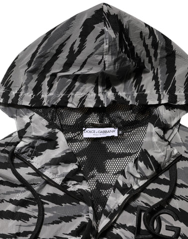 Gray Camouflage Hooded Sweatshirt Jacket