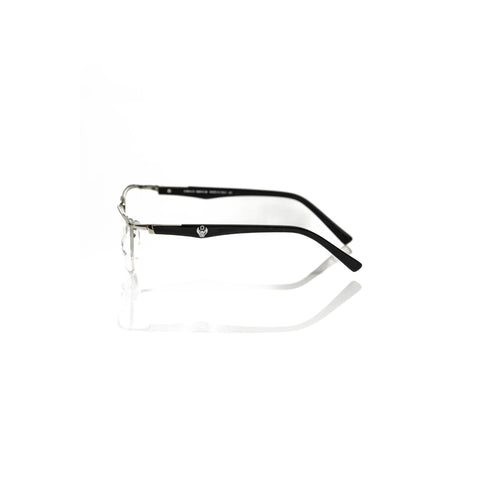 Silver Frankie Morello FEMF8021UV_O742SILVERNERO men's belt with adjustable buckle, featuring sleek design and embossed logo details.