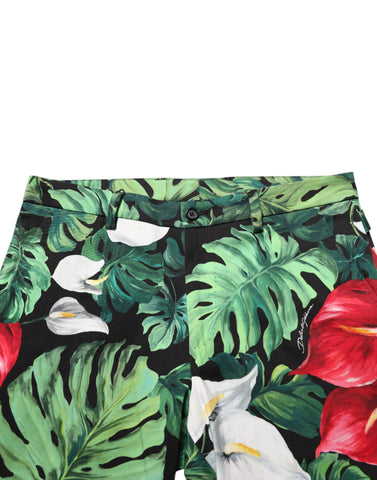 Multicolor Floral Print Cotton Tapered Pants