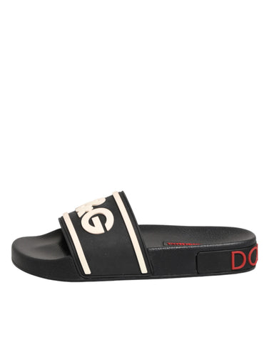 Black Rubber Slides Sandals Beachwear Shoes