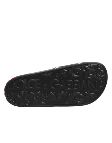 Black Rubber Slides Sandals Beachwear Shoes