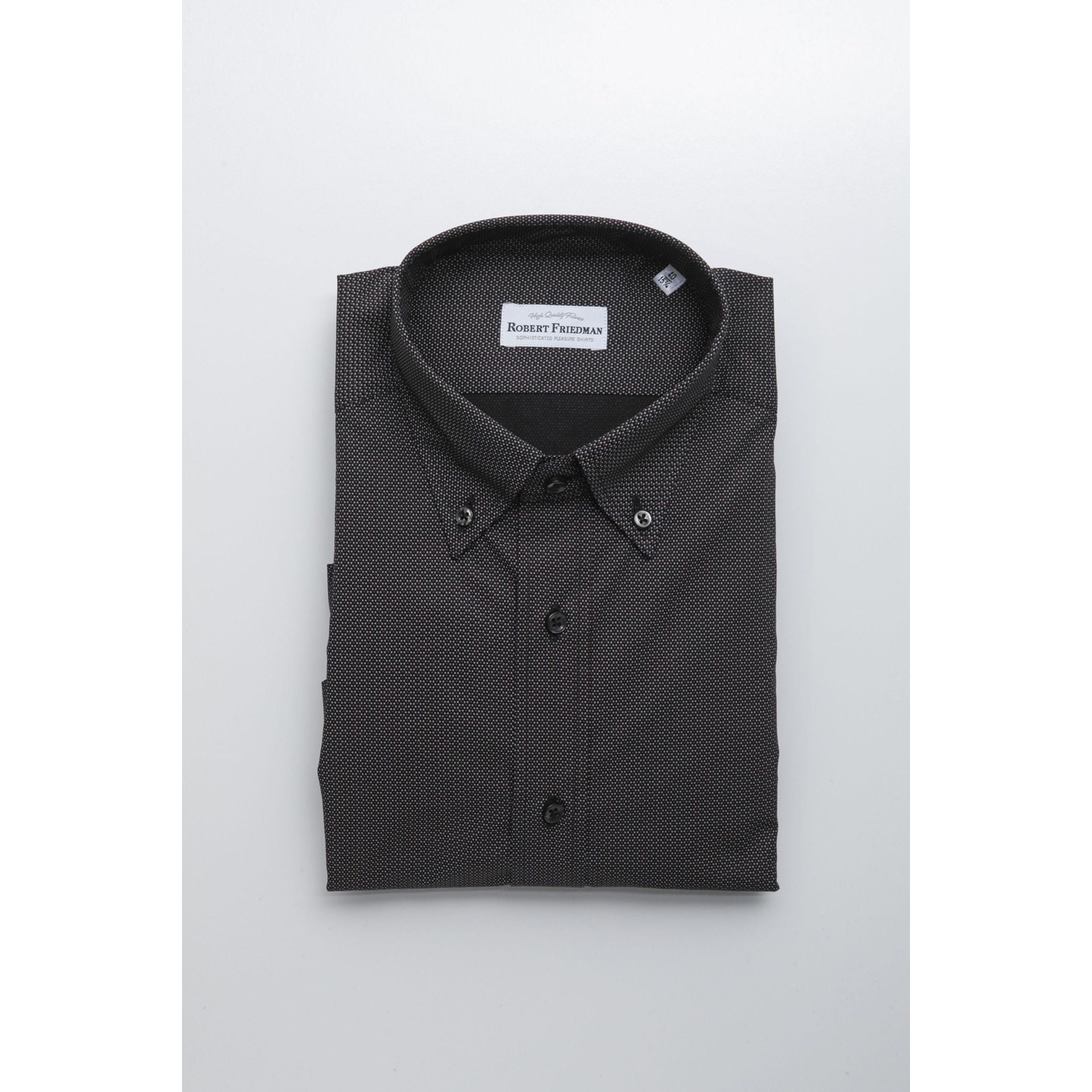 Jag Couture London Ralph Friedman NeroBlu shirt in deep navy blue fabric, showcasing the collar and button details.