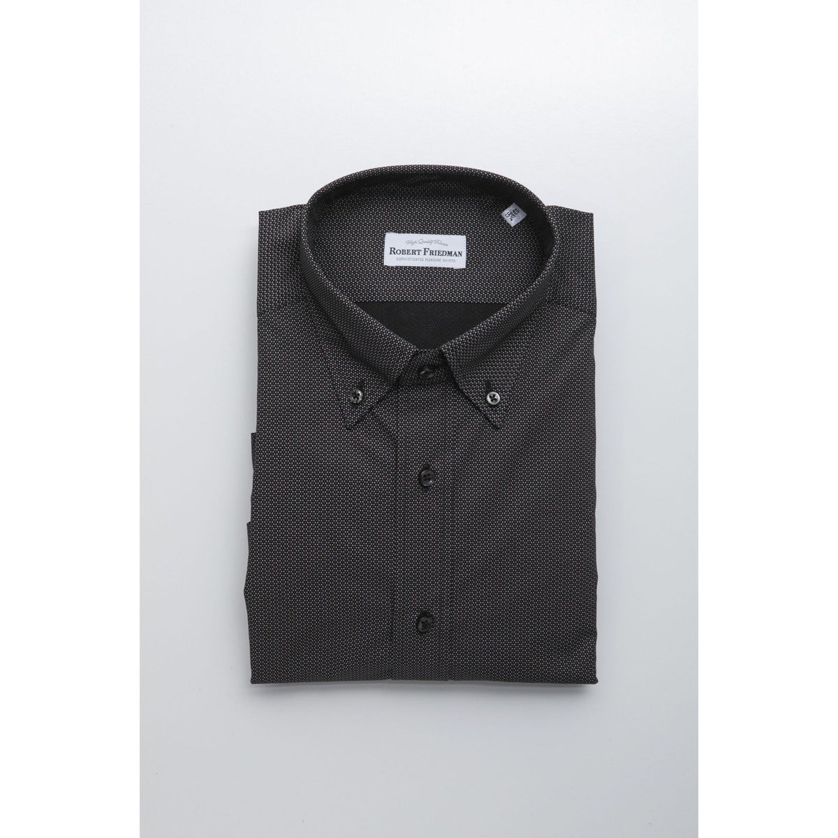 Jag Couture London Ralph Friedman NeroBlu shirt in deep navy blue fabric, showcasing the collar and button details.