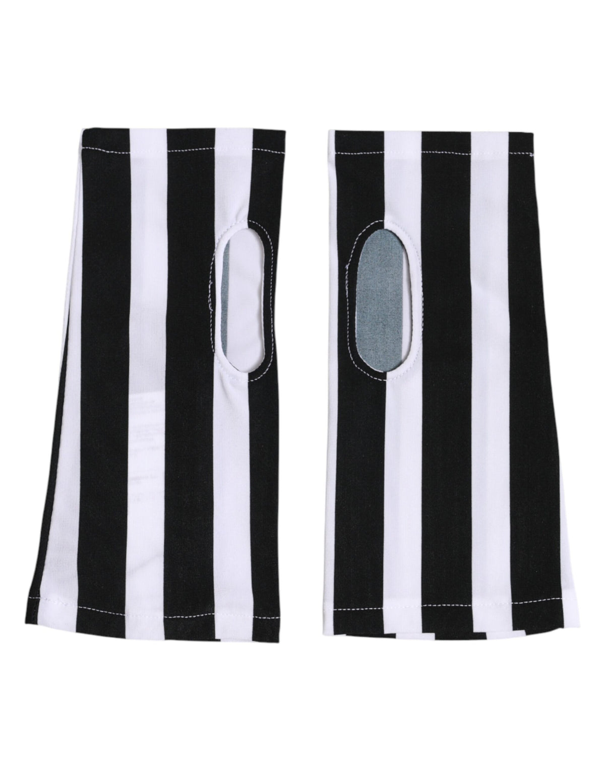 Black White Nylon Fingerless Wrist Length Gloves