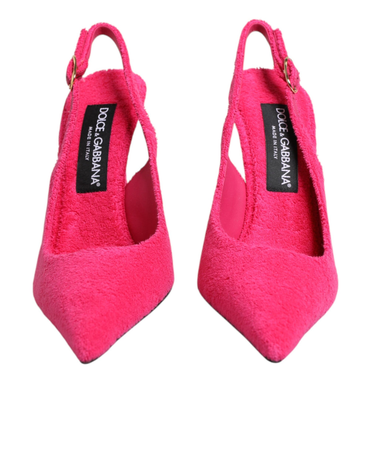Pink Terry Cloth High Heels Slingback Shoes