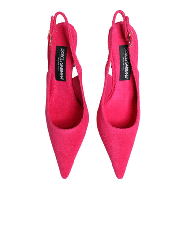 Pink Terry Cloth High Heels Slingback Shoes