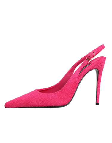 Pink Terry Cloth High Heels Slingback Shoes