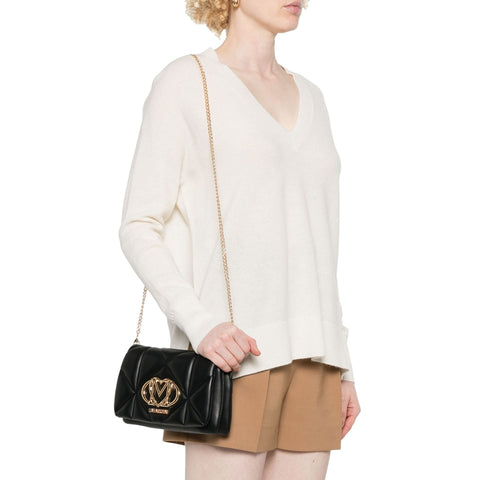 Love Moschino JC4043PP1MLC0000 handbag by Jag Couture London - New York, stylish black designer purse with gold accents and logo details.