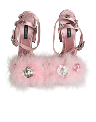 Pink Sequined Ankle Strap Sandals Shoes