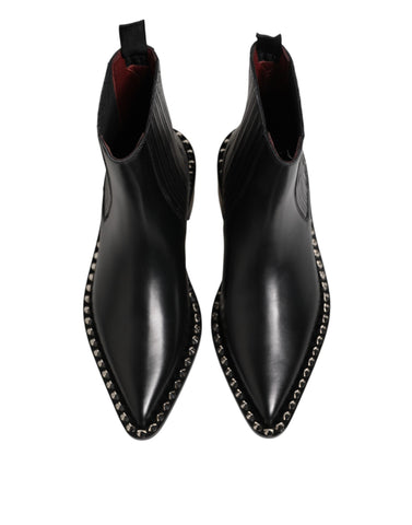 Black Studded Chelsea Short Ankle Boots Shoes