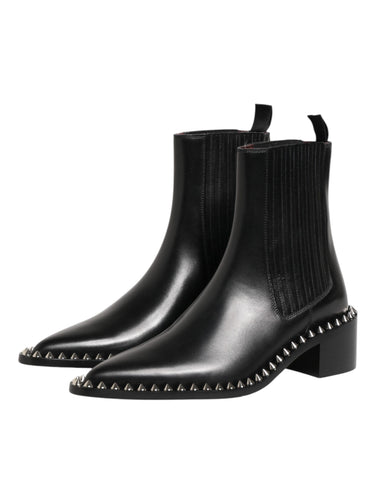 Black Studded Chelsea Short Ankle Boots Shoes