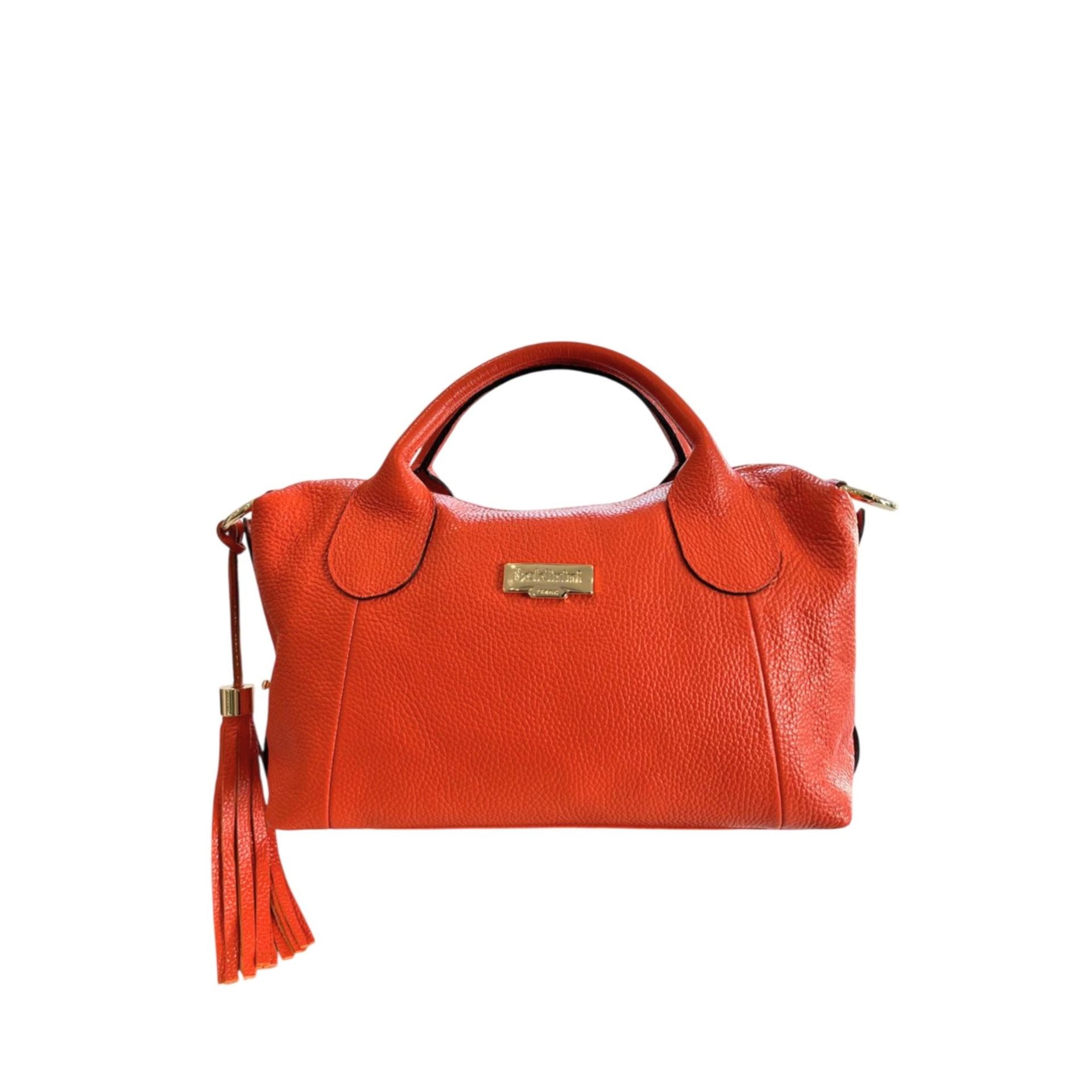 Orange Baldinini Trend LV1739_LUCCA leather handbag with gold hardware, featuring a sleek design and structured shape.