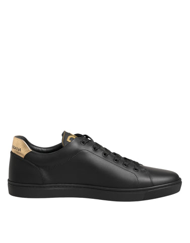 Black Leather Heart Embellished Sneakers Shoes