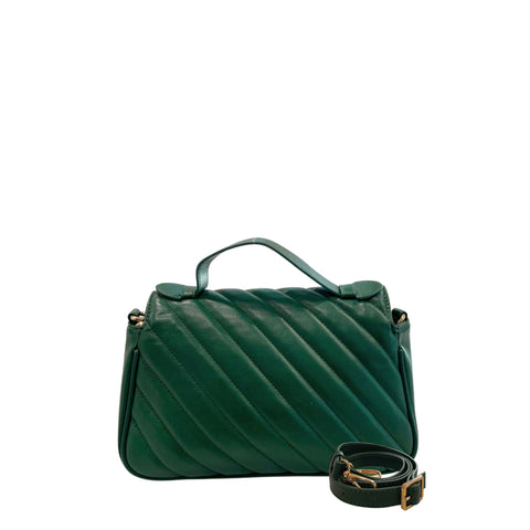 Cristinaeffe CF24FW026_VERDE green handbag by Jag Couture London - New York, featuring textured leather and gold hardware details.