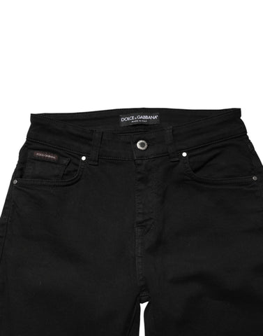 Black Cotton Skinny Mid Waist Denim Jeans