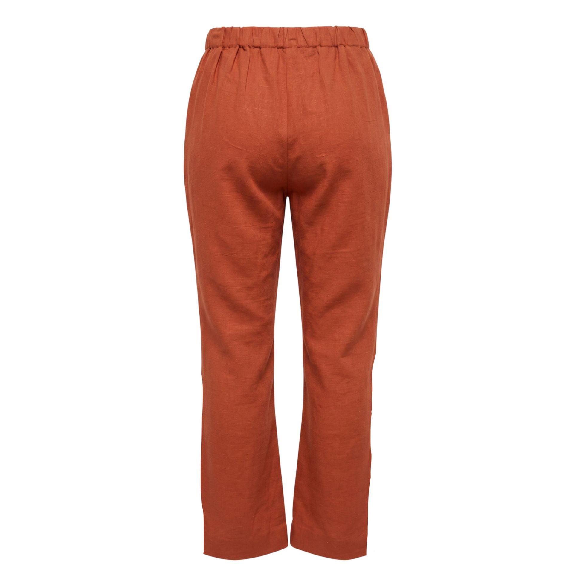 Brown Trussardi jeans with classic fit, detailed stitching, and branded leather patch, displayed on a neutral background.