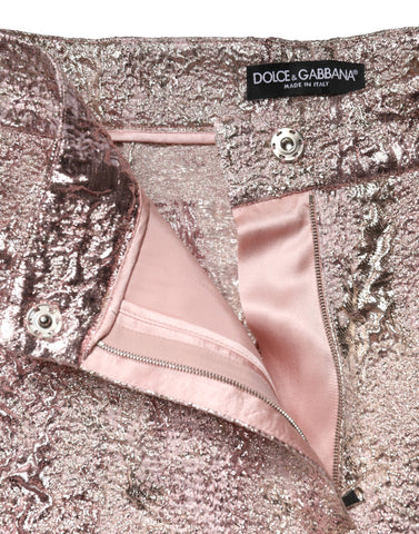 Pink Jacquard High Waist Hotpants Shorts
