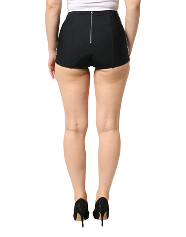 Multicolor Embellished High Waist Hot Pants Shorts