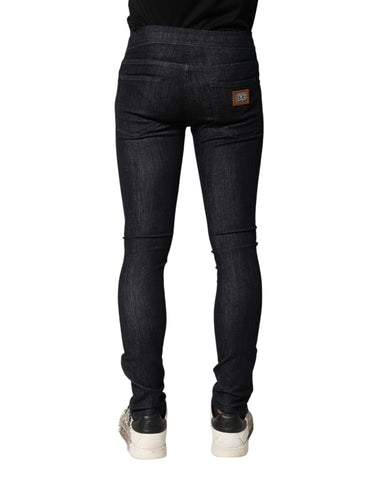 Black Cotton Stretch Skinny Denim Men Jeans