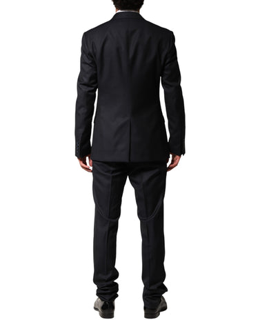 Dark Blue Wool Single Breasted Men 2 Piece Suit
