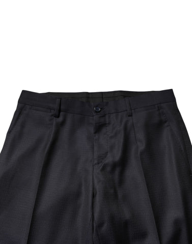 Dark Blue Wool Single Breasted Men 2 Piece Suit
