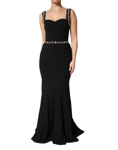 Black Embellished Sheath MermaidGown Dress