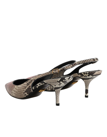 Multicolor Leather Heels Slingback Shoes