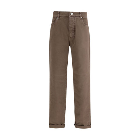 Brown Cotton Relaxed Fit Jeans