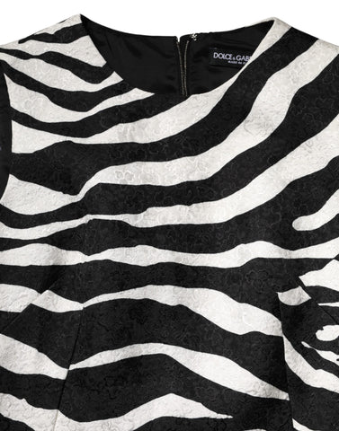Black White Zebra Sleeveless A-line Dress