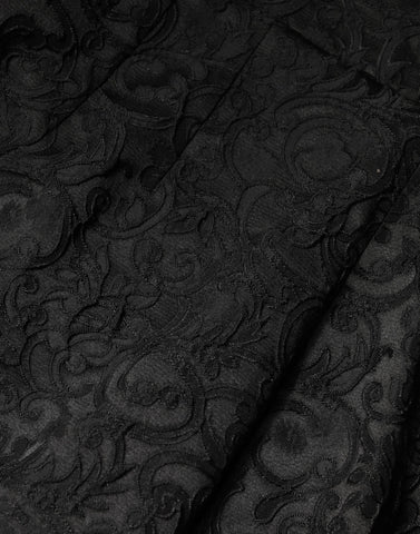 Black Floral Brocade High Waisted Trouser Pants