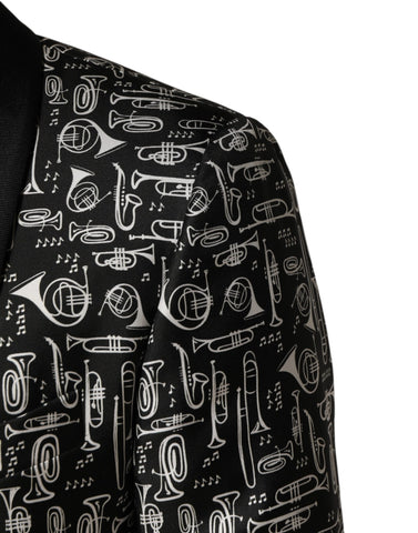 Black Jazz Club Silk Single Breasted Blazer