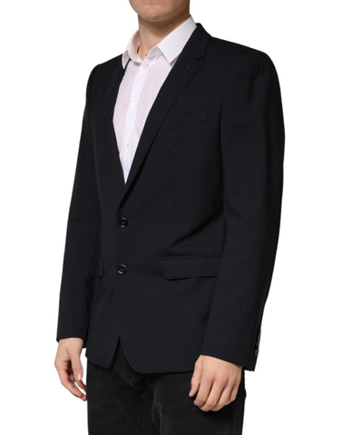 Dark Blue Wool Single Breasted 2 Button Blazer