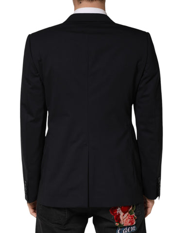 Dark Blue Wool Single Breasted 2 Button Blazer
