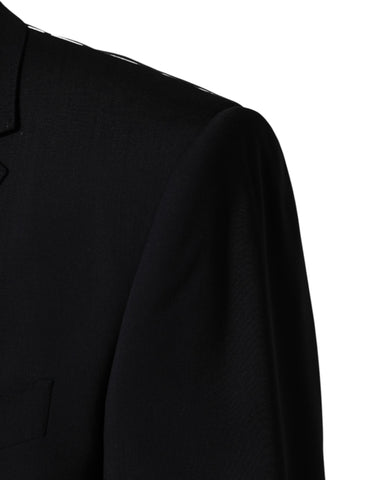 Dark Blue Wool Single Breasted 2 Button Blazer