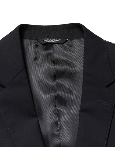 Dark Blue Wool Single Breasted 2 Button Blazer