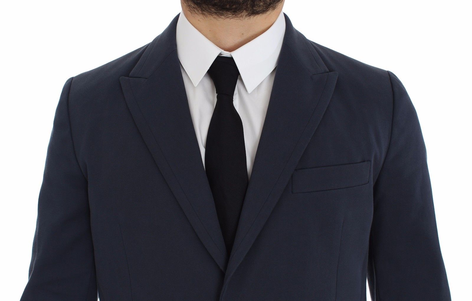 Blue cotton stretch casual blazer by Dolce & Gabbana, tailored fit with lapels and front buttons, stylish for smart-casual wear.