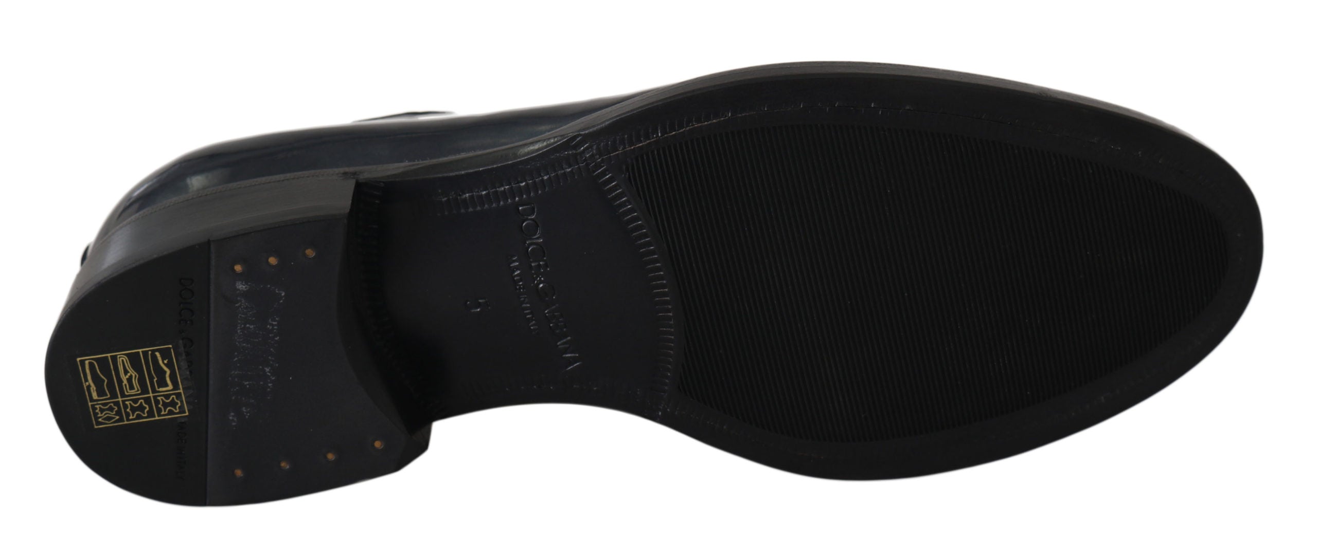 Blue leather Derby dress shoes by Dolce & Gabbana, sleek formal footwear with polished finish and classic design.
