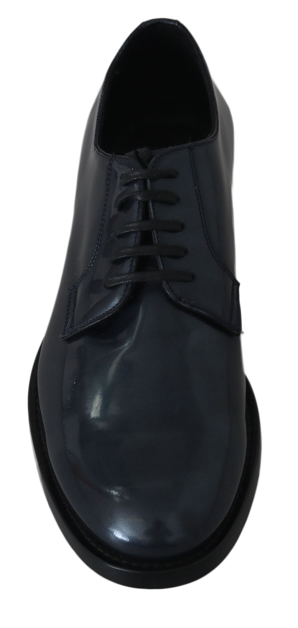 Blue leather Derby dress shoes by Dolce & Gabbana, stylish formal men's footwear with classic design and sleek finish.