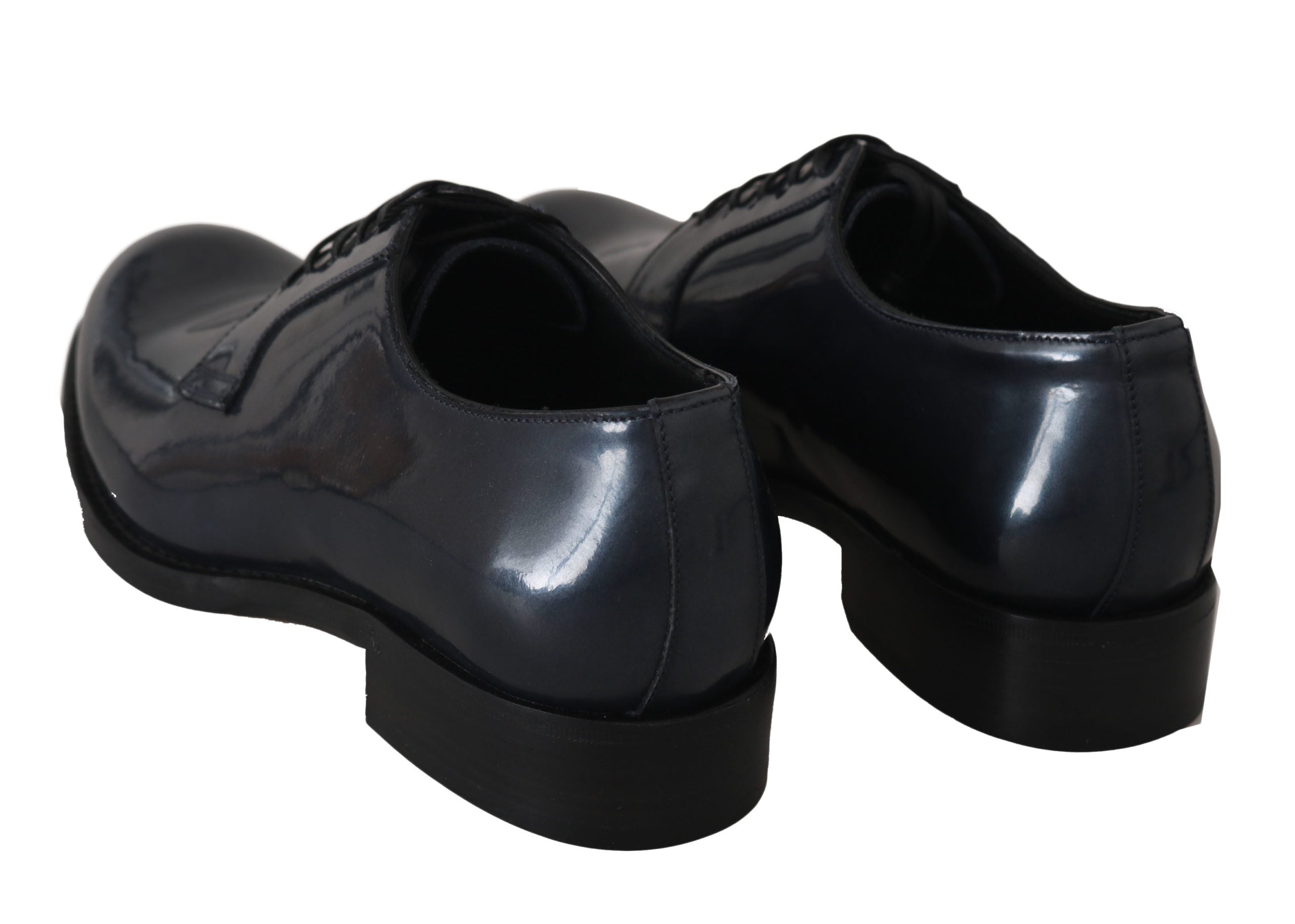 Blue leather Derby dress shoes by Dolce & Gabbana, stylish formal footwear with sleek design and polished finish.