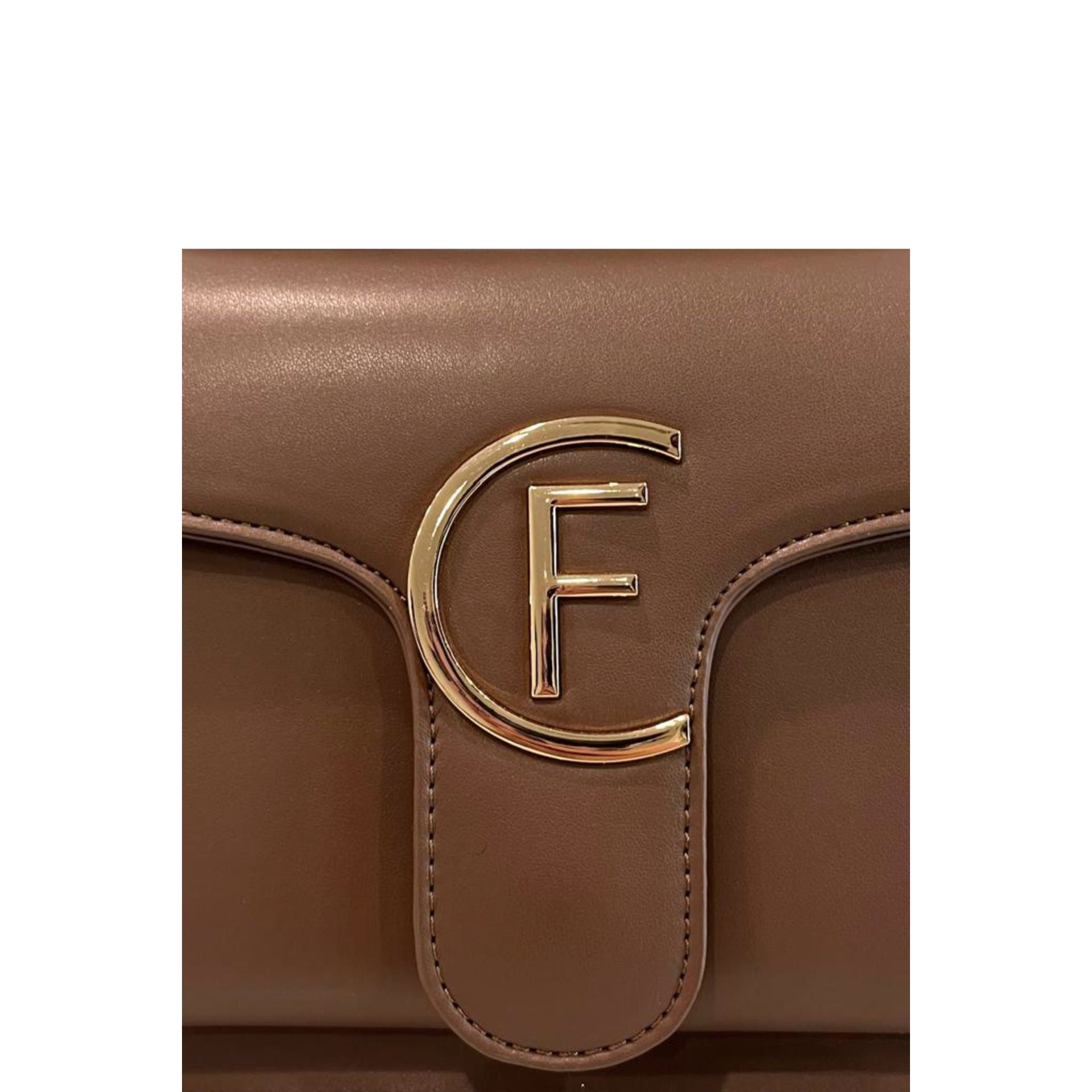 Cristinaeffe CF24FW021 taupe handbag by Jag Couture London New York, showing textured leather and sleek design.